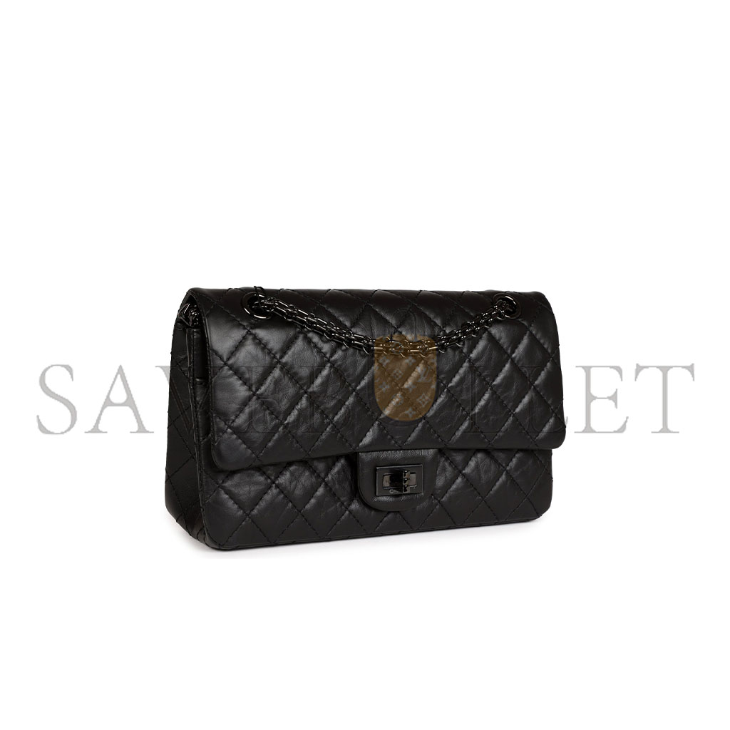 CHANEL MASTER AGED CALFSKIN QUILTED 2.55 REISSUE FLAP SO BLACK A37587 (28*19.5*7.5cm)